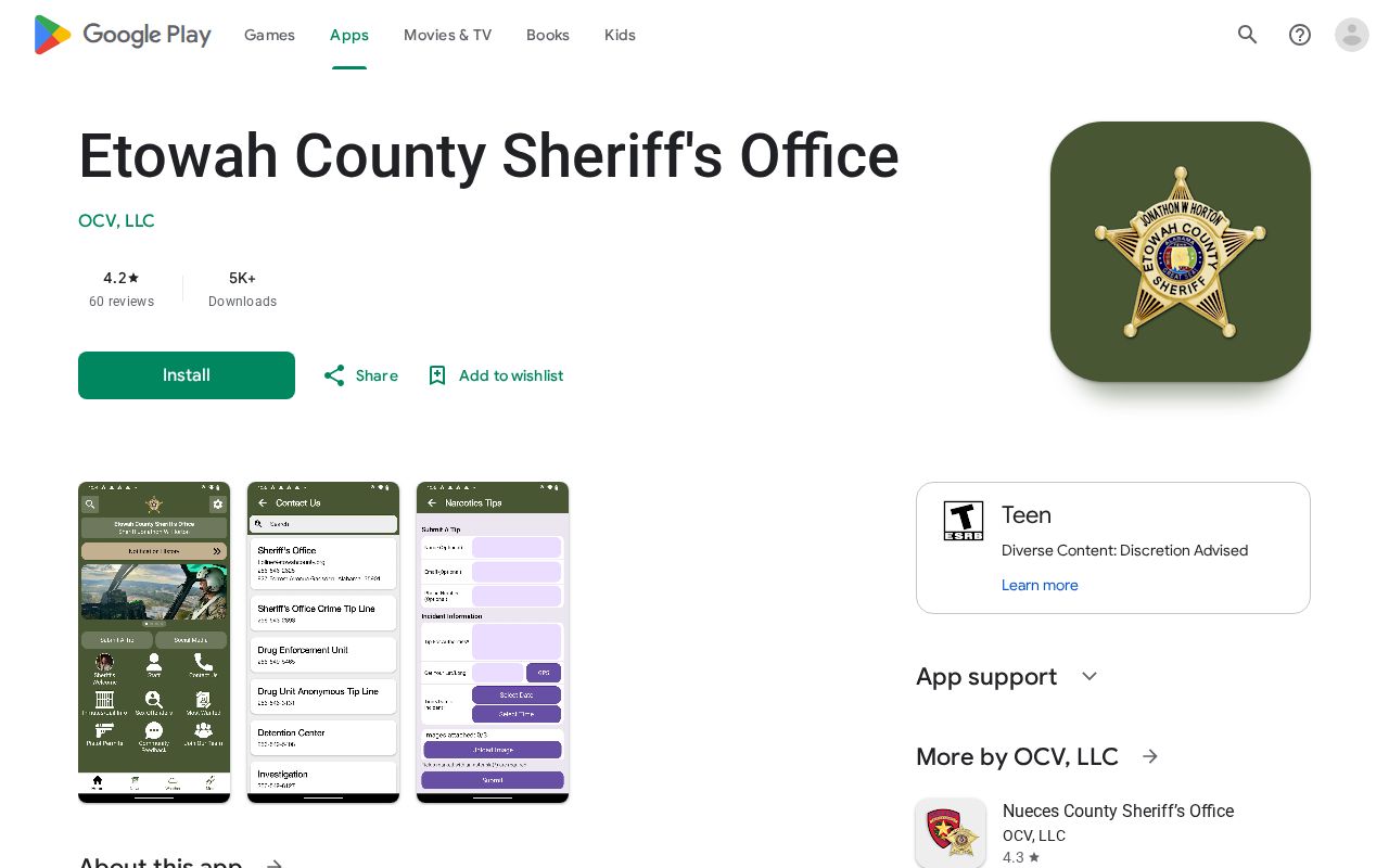 Etowah County 24 hour release support channel sheriff mobile app