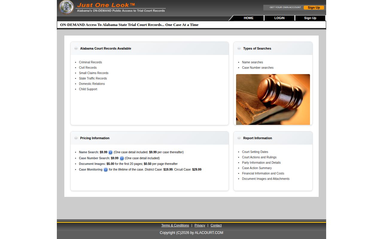 Etowah County release records AlaCourt court access portal