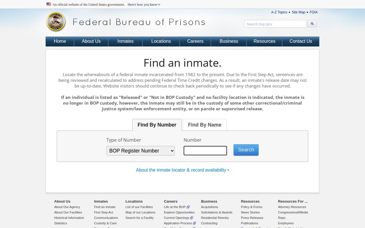 Etowah County released inmates federal BOP release date locator